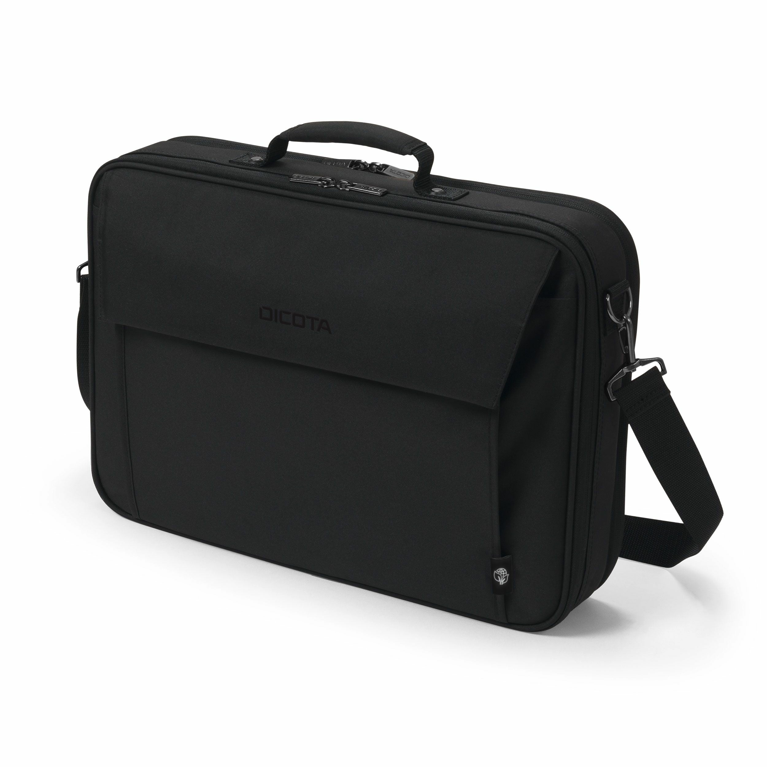 DICOTA Notebook-Tasche bis 15,6" – abnehmbarer Schultergurt, aus recyceltem PET – Schwarz