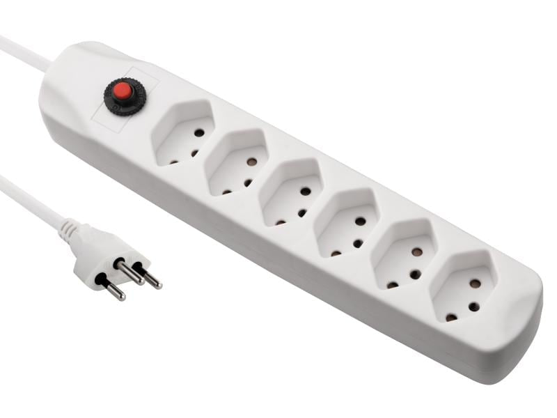 Furber. Steckdosenleiste – 6× T13, 1,5 m, ohne Schalter, weiss