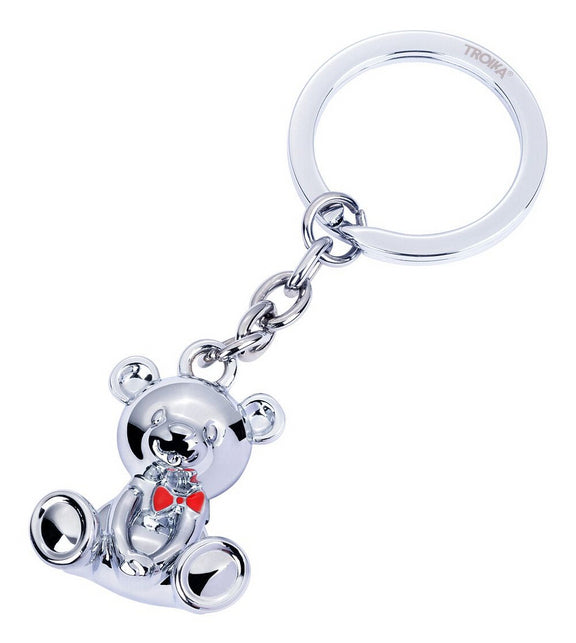 TROIKA Schlüsselanhänger Teddybär Bärnd – Metall, Silber, 92 × 35 × 28 mm, 6er-Pack