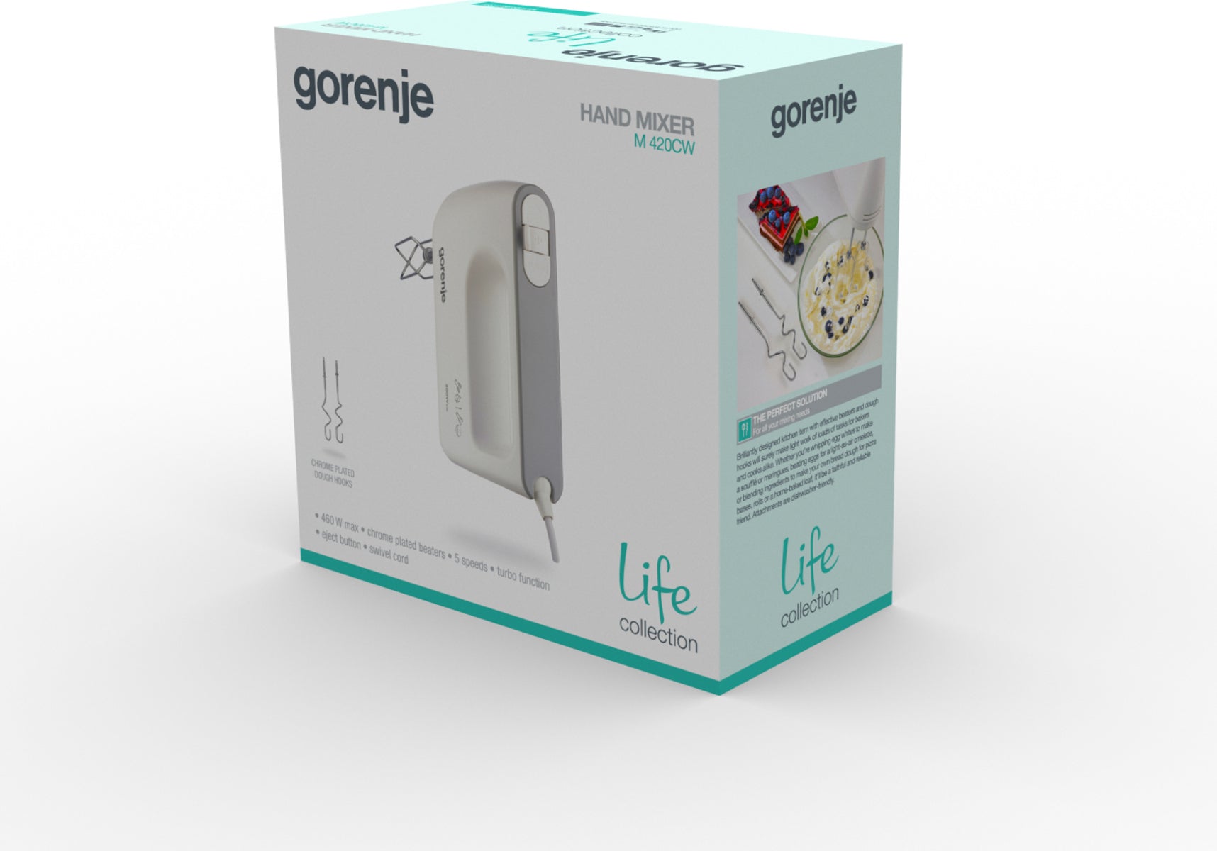 Gorenje Handmixer M420CW – 450 W, 5 Stufen, Turbotaste – Weiss