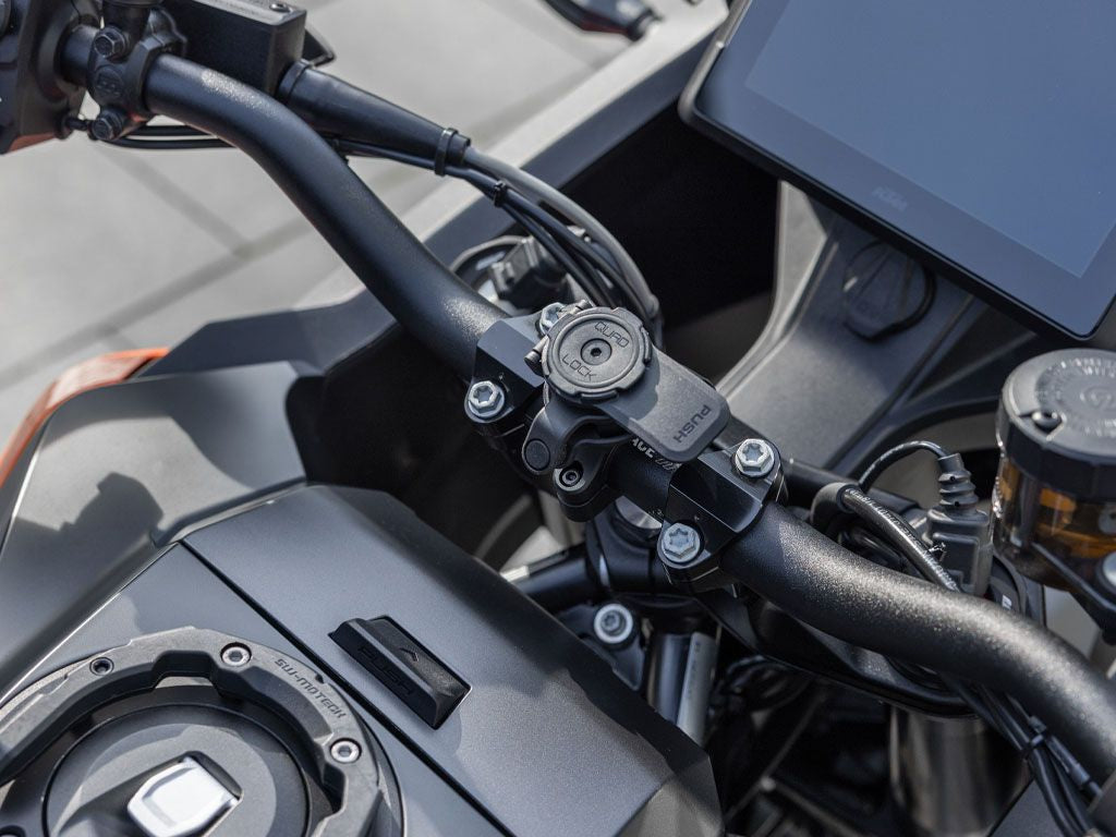 Quad Lock Motorrad-Halterung, Klemmhalterung, 360° – für Quad Lock Cases – Schwarz, Aluminium