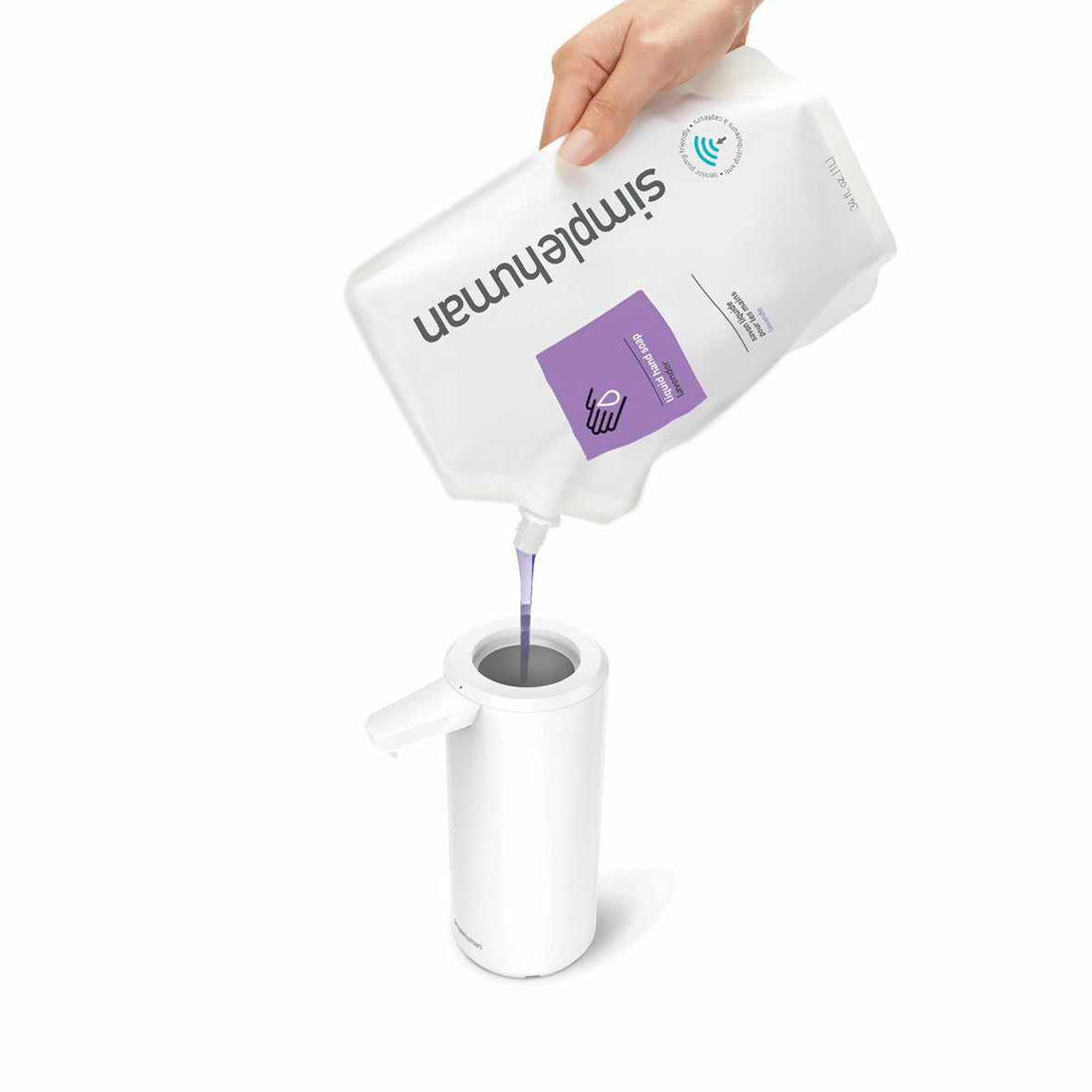 simplehuman Automatischer Seifenspender – Tisch – 266 ml, Weiss, Edelstahl