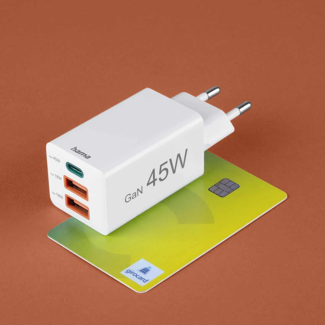 Hama 00201995 USB-Ladegerät 45 W – USB-C×1, USB-A×2 – PD 3.0, QC 3.0, GaN – Weiss