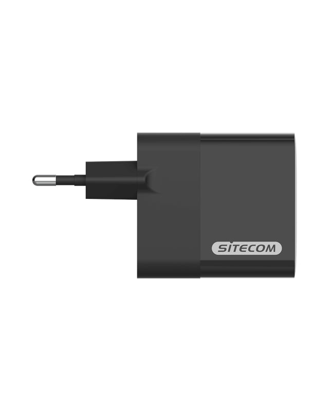Sitecom CH-1002 USB-Ladegerät 65 W – USB-C×2, USB-A×1 – PD, GaN – EU-Stecker (Typ C) – Schwarz
