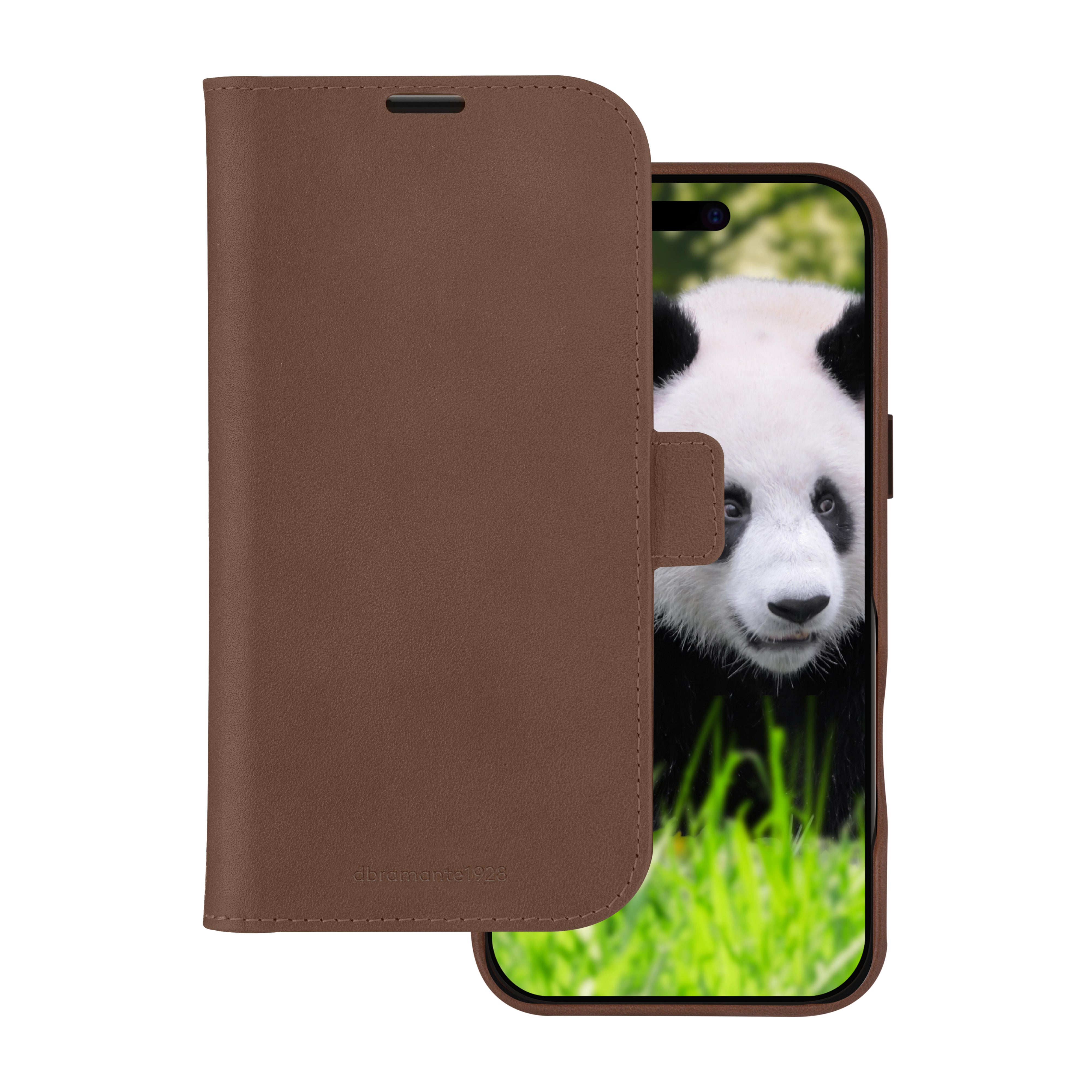dbramante1928 Lynge Wallethülle – für Apple iPhone 16 Pro Max, MagSafe, 3 Kartenfächer, Leder, Dark Tan