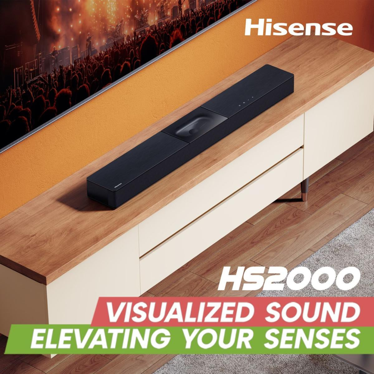 Hisense HS2000 – Soundbar – 2.1, DTS Virtual:X/Dolby Digital Plus, mit integriertem Subwoofer, 240 W – Schwarz