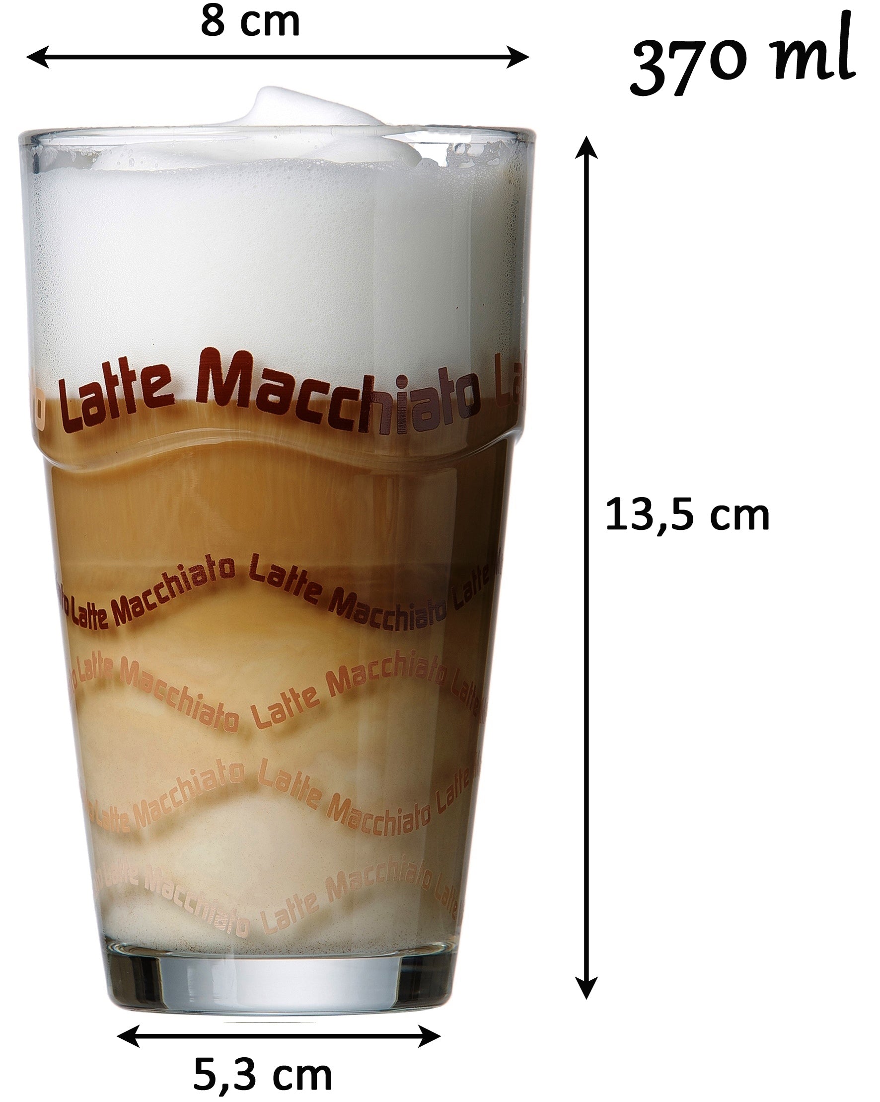 Ritzenhoff & Breker Latte Macchiato Becher Sana – 8-teiliges Set, 370 ml, Glas, spülmaschinenfest