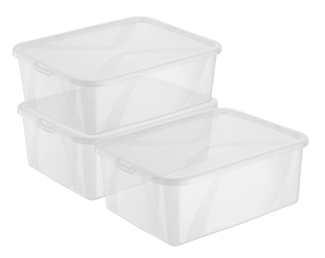 Rotho Aufbewahrungsbox – Polypropylen (PP), transparent, 26,5 × 14 × 36,5 cm – 3er-Pack