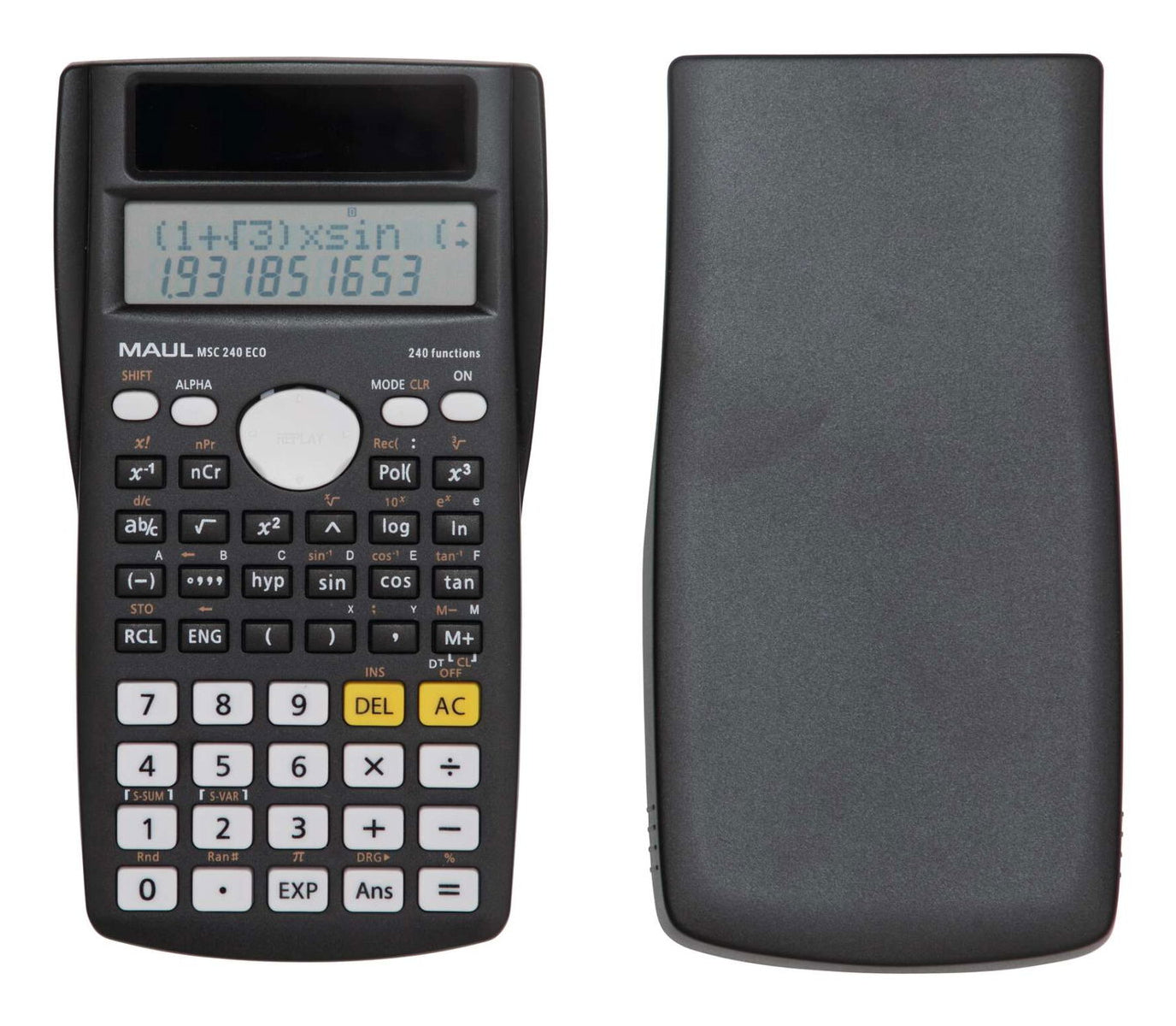 MAUL Wissenschaftlicher Taschenrechner MSC 240 ECO – Solar/Batterie – Schwarz