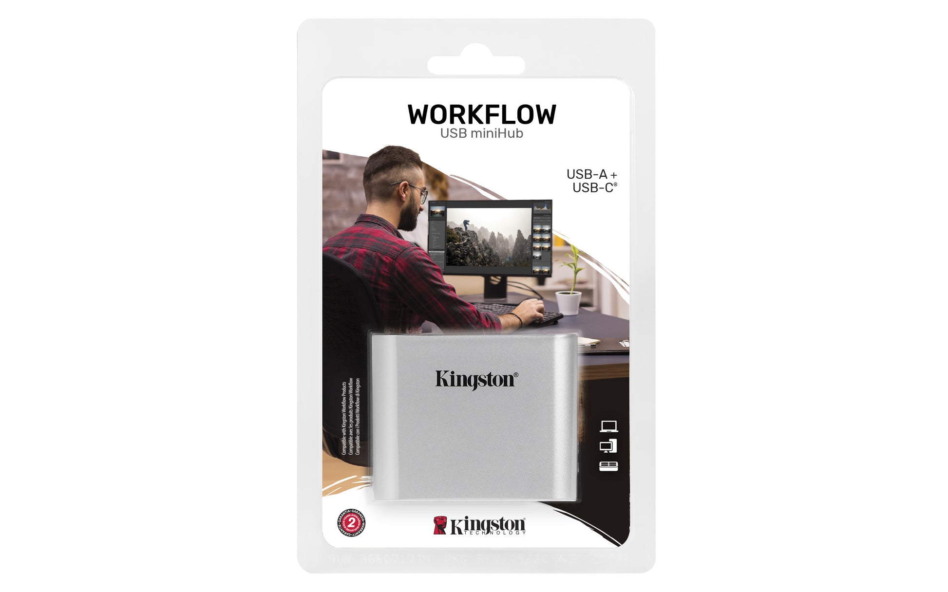 Kingston Technology Workflow 5G USB-Hub – USB-C, 1× USB-A, 5 Gbit/s, für Windows/Mac