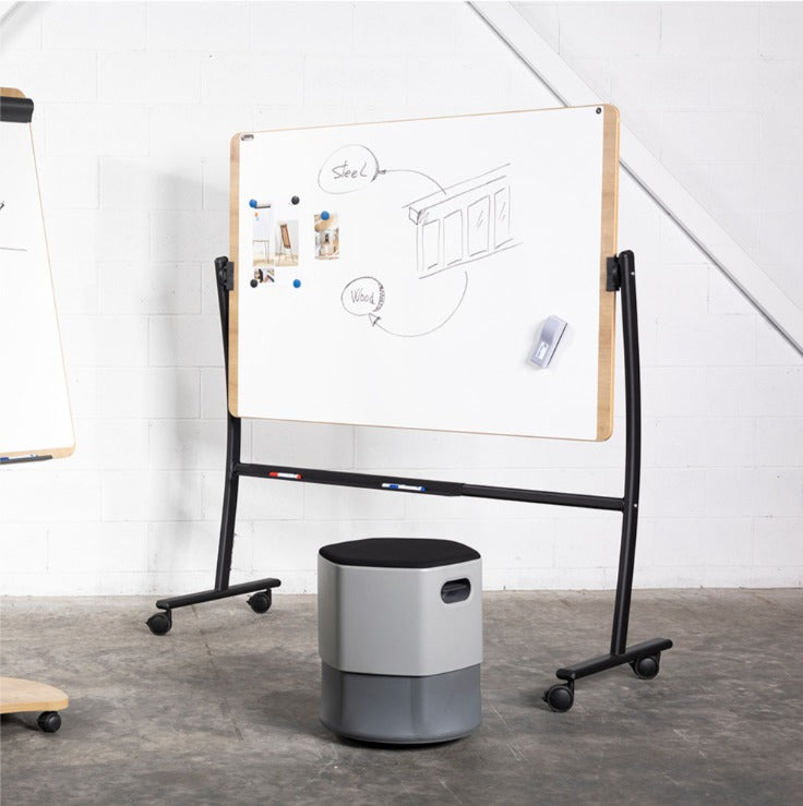 Rocada Whiteboard – 150 × 100 cm, lackierter Stahl, magnetisch, Melaminrahmen, mobil, drehbar