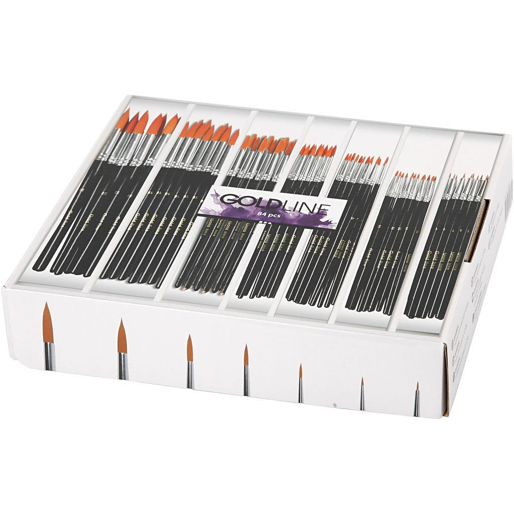 Creativ Company Pinsel-Set – Rundpinsel, Nylon, sortiert, 84er-Set