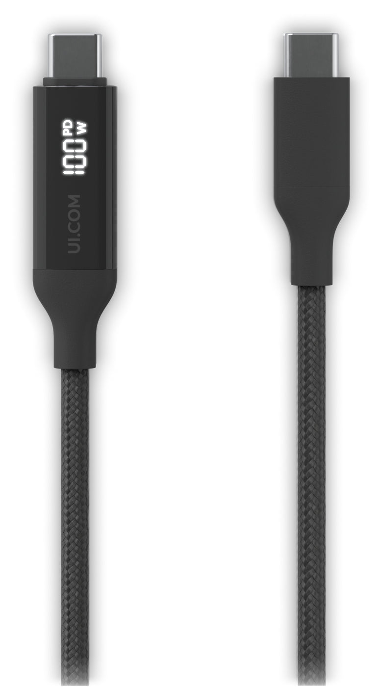 Ubiquiti USB-C auf USB-C Kabel – USB 2.0 (480 Mbit/s) – 1 m – PD 100 W – Geflochten – Schwarz/Grau