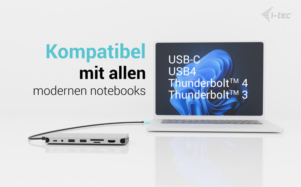 i-tec Metal Nano Dockingstation – USB-C, 2× HDMI, 1× DP, 3× USB-A, 5× USB-C, 140 W PD, GbE, SD/microSD, 3,5 mm