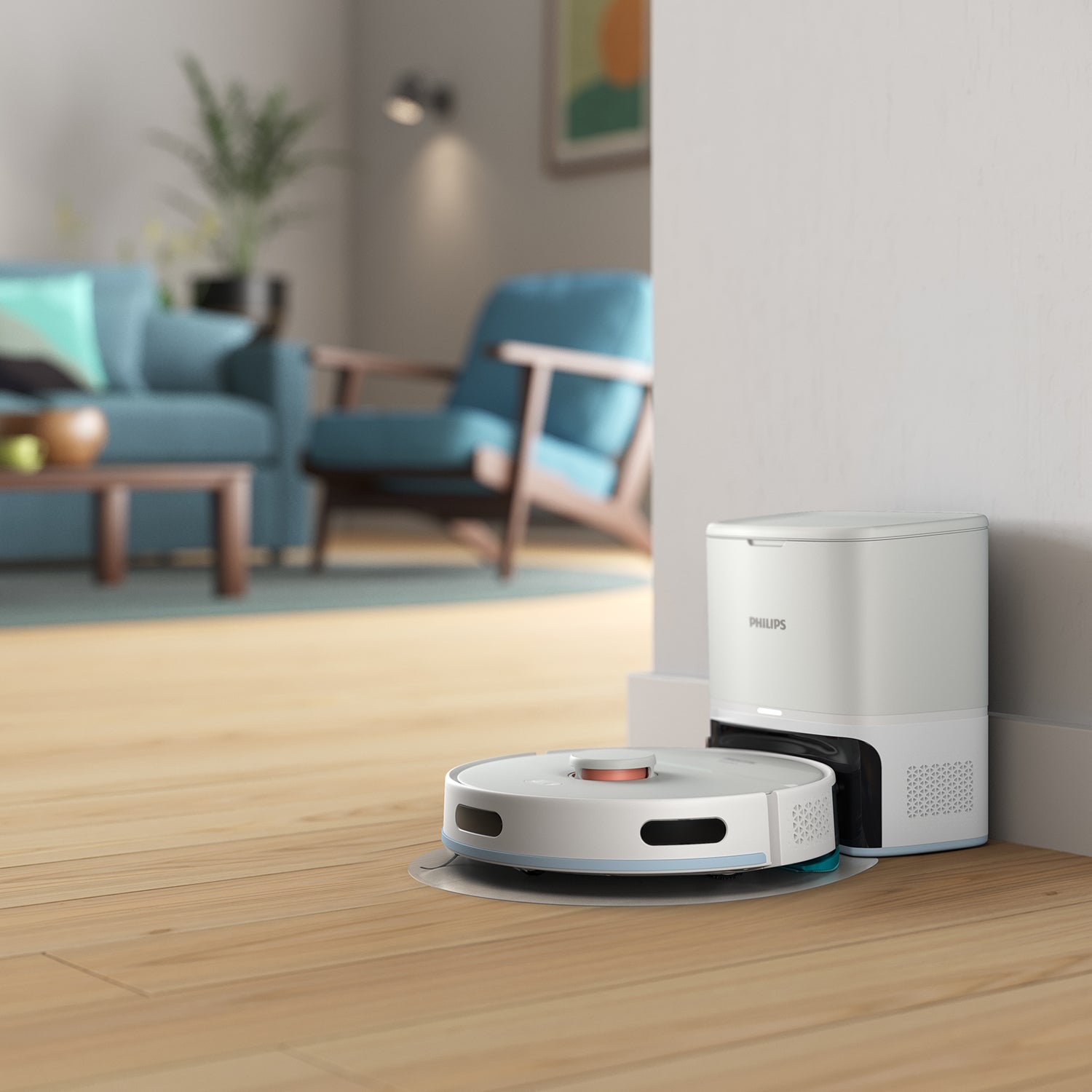 Philips Saugroboter XU2100/25 mit Absaugstation und Wischfunktion – 6000 Pa, 120 min