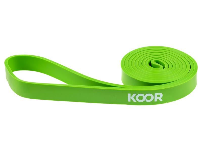 KOOR Fitnessband F00926, 208 cm × 2,2 cm × 0,5 cm, Latex, Grün, Mittel (21–32 kg) – 1 Stück