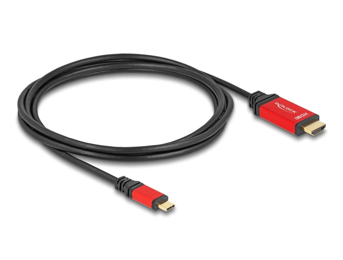 DeLOCK USB-C auf HDMI Kabel DP 1.4 8K 60 Hz – 2 m – HDR – Schwarz/Rot