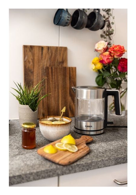 Furber. Furber Vetro Wasserkocher – 1,7 l, Glas/Edelstahl, F01828