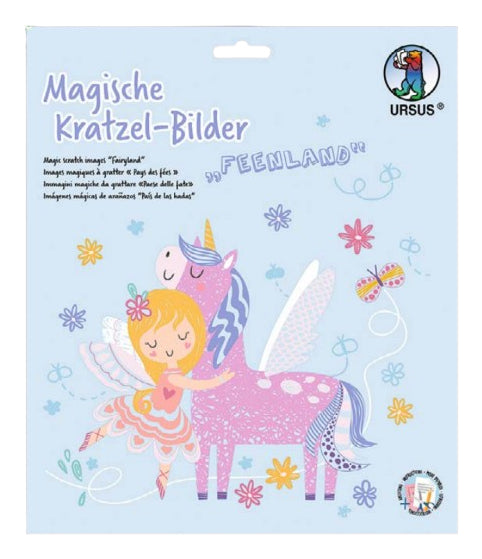 URSUS Magische Kratzel-Bilder – Bastelset – Feenland – 21 × 21 cm – 4-teilig