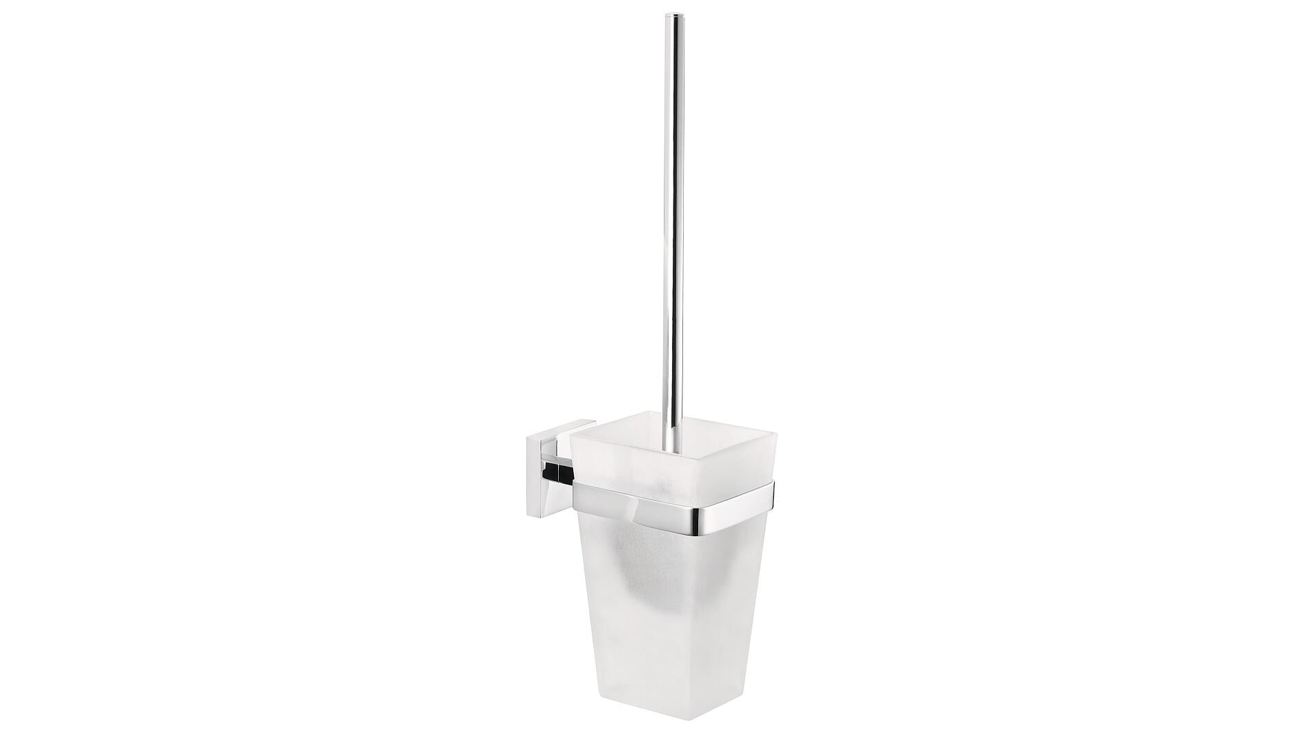TESA DELUXXE WC-Garnitur – Glas/Chrom, Weiss, Wandmontage, 13,8 × 9,8 × 44,5 cm