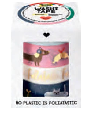 Folia Washi-Tape-Set – Heissfolienveredelung – Sortiert – 2×10 mm × 5 m, 2×15 mm × 5 m – 4 Rollen