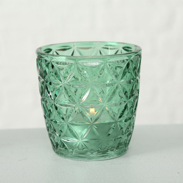 Boltze Marilu Windlicht – Glas, Grün – Ø 7,5 × 7,5 cm – 4-teilig
