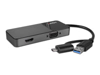 Lindy 43354 Adapter USB-C/USB-A zu HDMI und VGA – USB 3.2 Gen 1 (5 Gbit/s), HDMI 1.4, 60 Hz – Schwarz