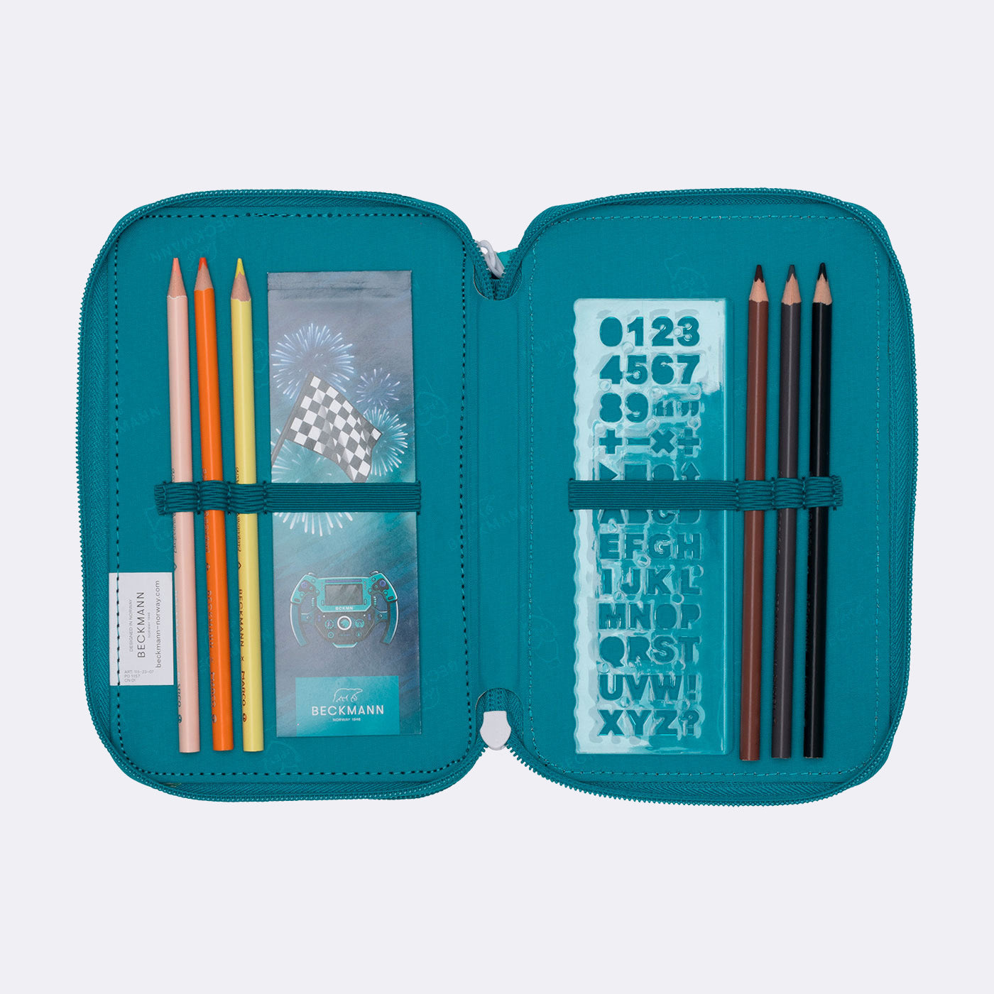 Beckmann Classic 1st Triple Etui, gefüllt, 27-teilig – Racing – Kunststoff – 13 × 20,5 × 7 cm