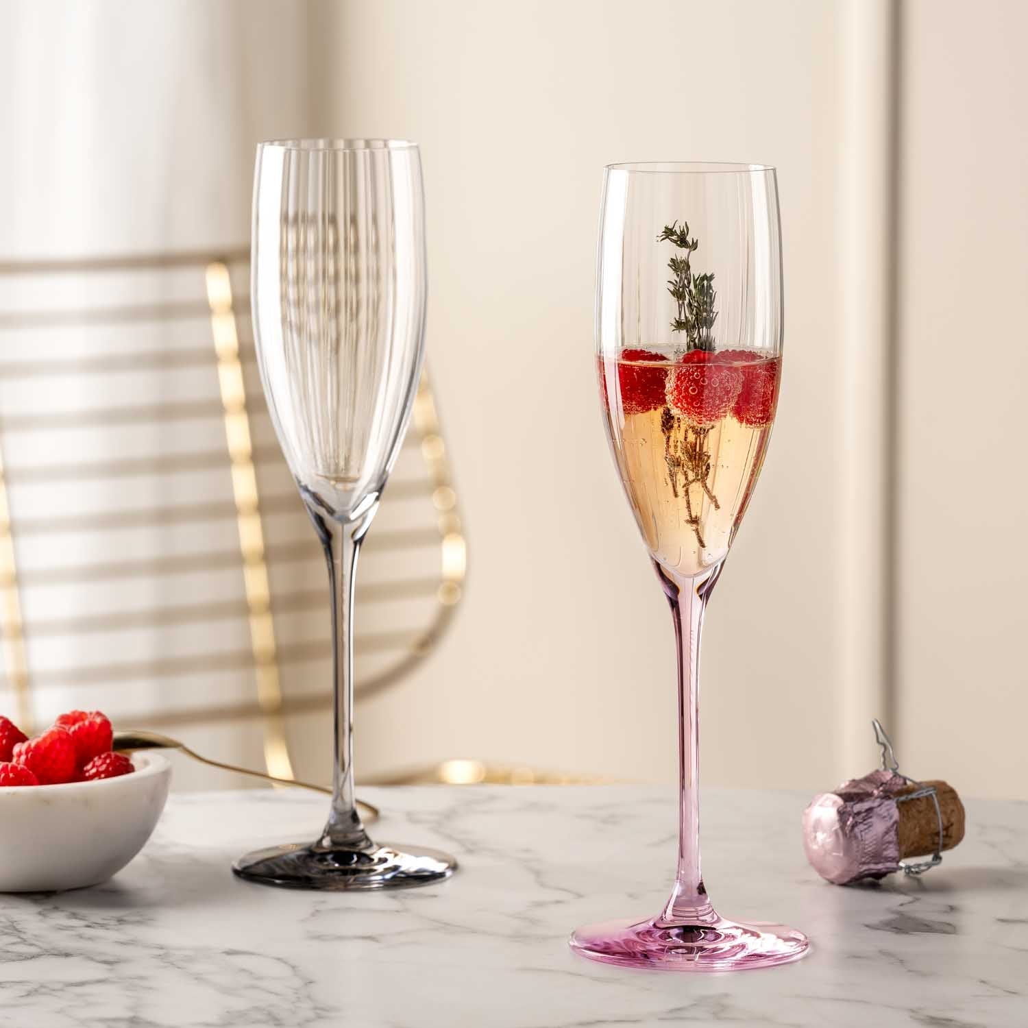 LEONARDO POESIA Sektglas – 0,25 l, Kristallglas, Rosa, Spülmaschinenfest, Bruchfest, 6 Stück
