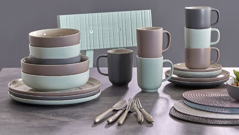 Ritzenhoff & Breker Frühstücks-Service Jasper – 12-teiliges Set, Steinzeug, Taupe, spülmaschinenfest
