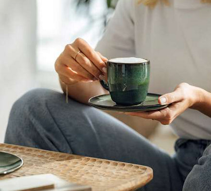 Villeroy & Boch Kaffeetasse – 0,16 l, Steingut, Grün, mit Henkel, 6 Stück