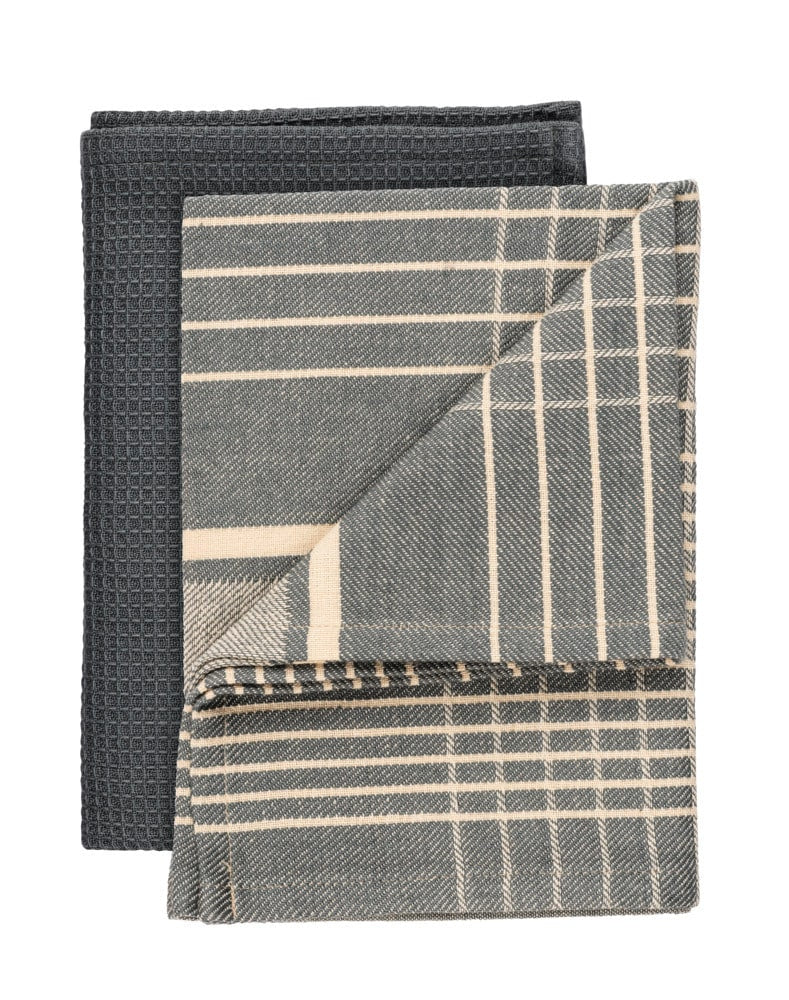 Wenko Tito – Geschirrtücher 2er-Set, 45 × 65 cm, Baumwolle, Grau