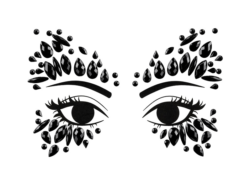 PartyDeco Face Art Sticker Kristalle – Schwarz – 1 Paar – Acryl