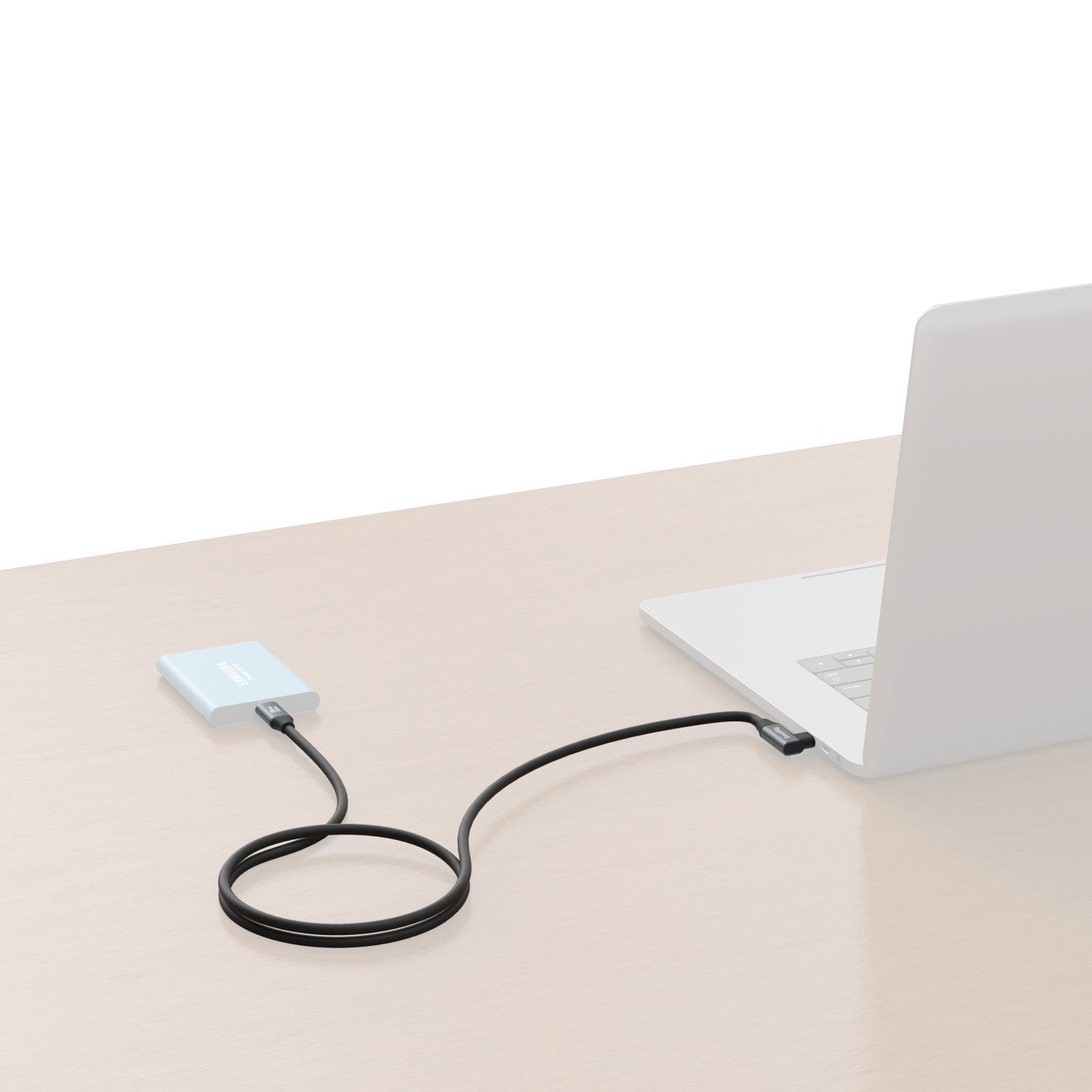 SmallRig USB-C auf USB-C Kabel – 20 Gbit/s – 0,6 m – PD 100 W – Abgewinkelt, Silikonmantel – Schwarz/Grau
