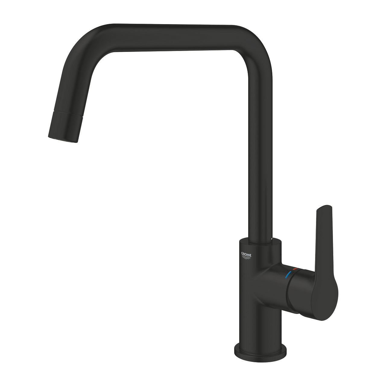GROHE Start Einhebelmischer – U-Auslauf, Schwarz, Metall, Einlochmontage, Anschluss 3/8"