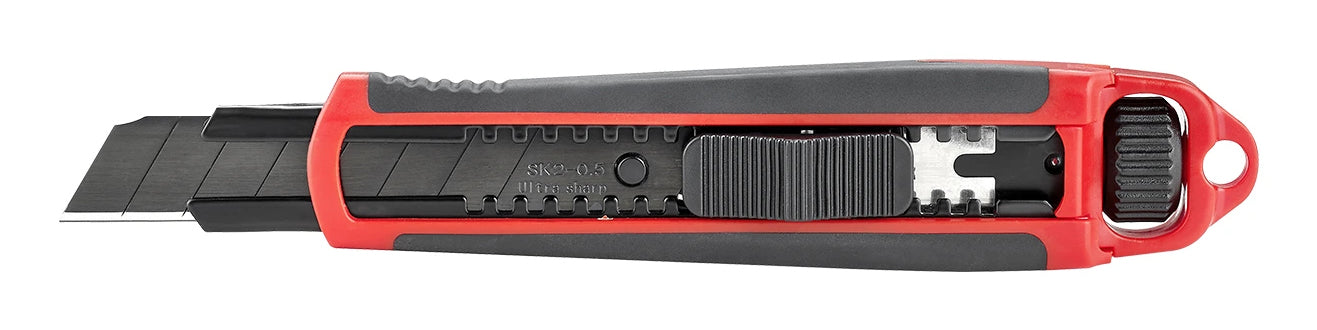 Laserliner CRX18 – Abbrechmesser 18 mm, ABS, TPR, einziehbar, mit Sperre, rot, 5 Stk.