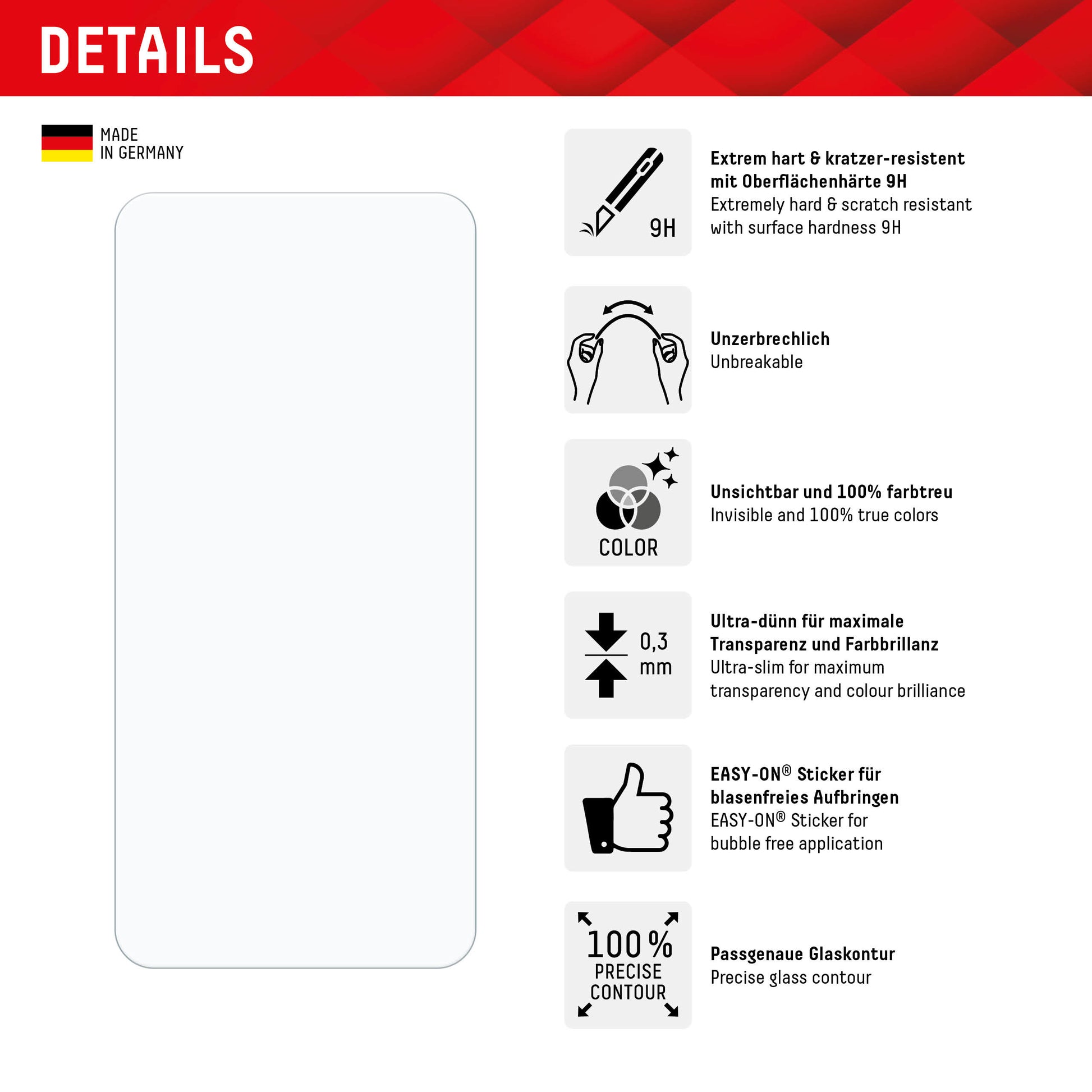 E.V.I. Displayschutz (Panzerglas), 10H – für Galaxy A35/A55 5G – mit Applikator