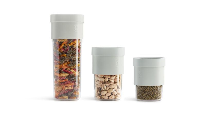 Lékué Vorratsdose 2,5 l, 10,5 × 21 × 26,5 cm, Polypropylen (PP), transparent/grün, 3-teilig