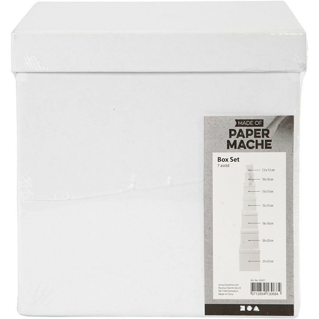 Creativ Company Pappschachteln, Karton, Weiss, 10 × 10 cm, 7 Stk., Quadratisch