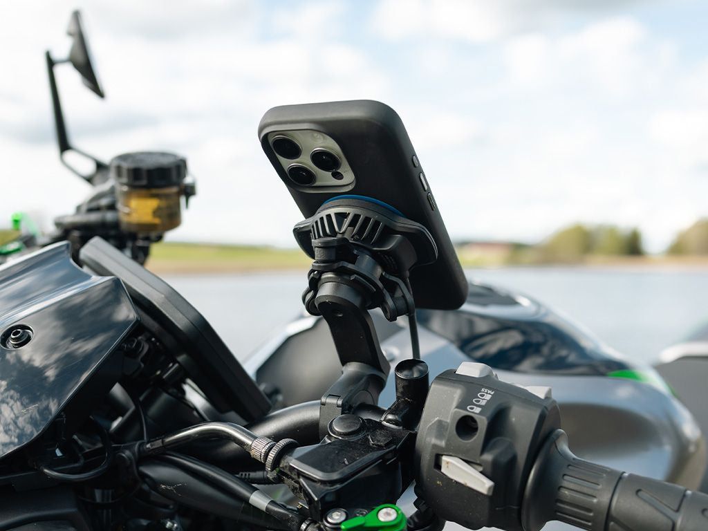 Quad Lock Motorrad-Halterung, Klemmhalterung, 360° – für Quad Lock Cases – Schwarz, Aluminium
