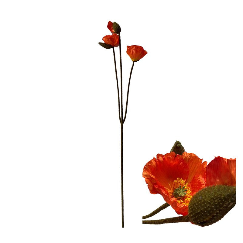 CHALET Blumenstängelmohn – Künstliche Blütenpflanze – 105 × 30 cm – Kunststoff, Orange