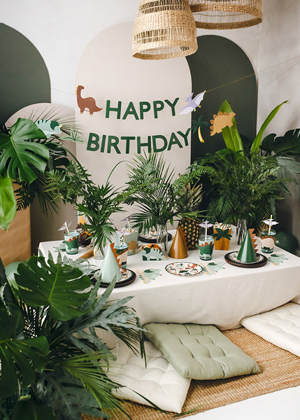 PartyDeco Girlande Happy Birthday Dino – mehrfarbig – 450 × 10 cm – Papier – 1 Stk