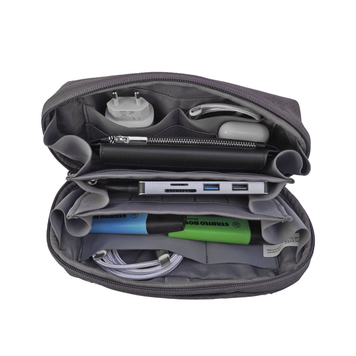 4smarts Reissverschlusstasche Smart Tech-Pouch Multiangle – 230×70×140 mm – Grau