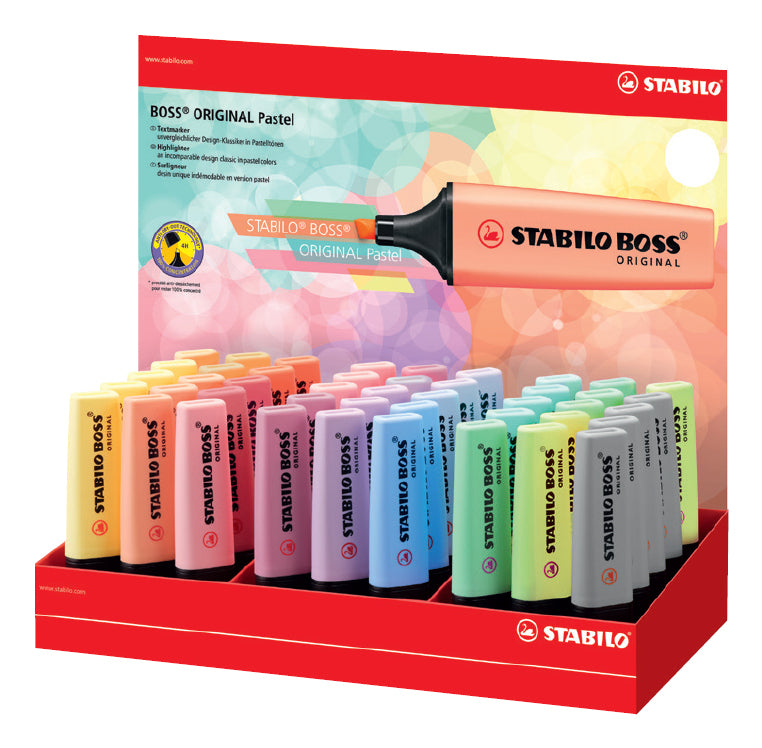 STABILO BOSS Original Pastell Textmarker – 45er Set, Farben sortiert, Keilspitze 2–5 mm