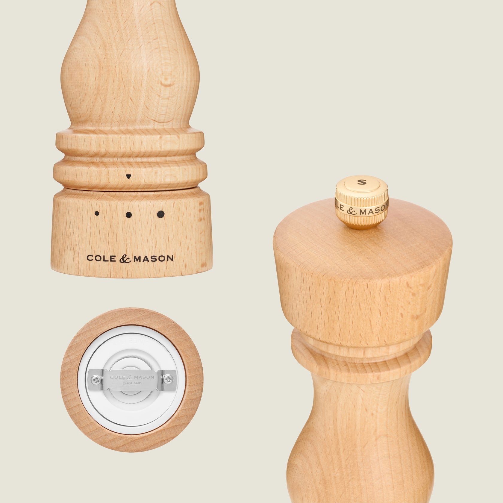 Cole & Mason Salz-/Pfeffermühle Ø 6 × 22 cm, Buche, Braun