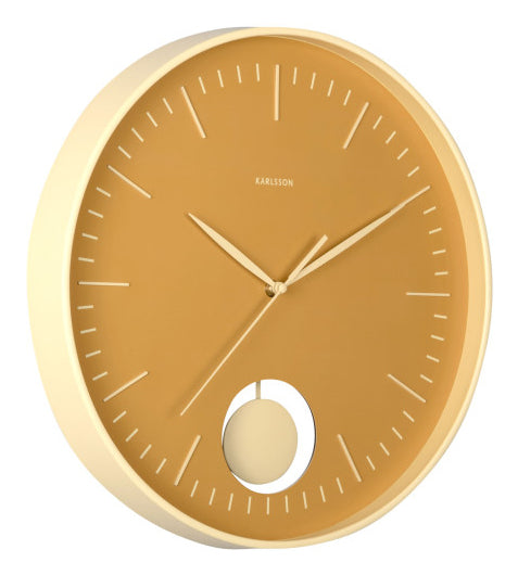 Karlsson Grato Pendulum Wanduhr – Analog, Ø 40,6 cm, Gelb, Kunststoff