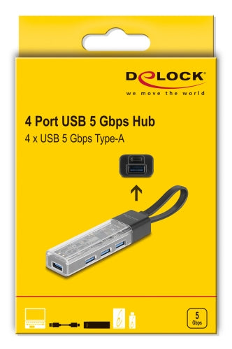 DeLOCK 64335 USB-Hub – USB-C, 4× USB-A, für Windows/Mac/ChromeOS