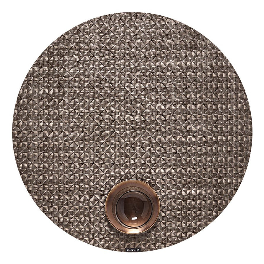 Chilewich Tischset Origami – rund, PVC, braun, Ø38 cm