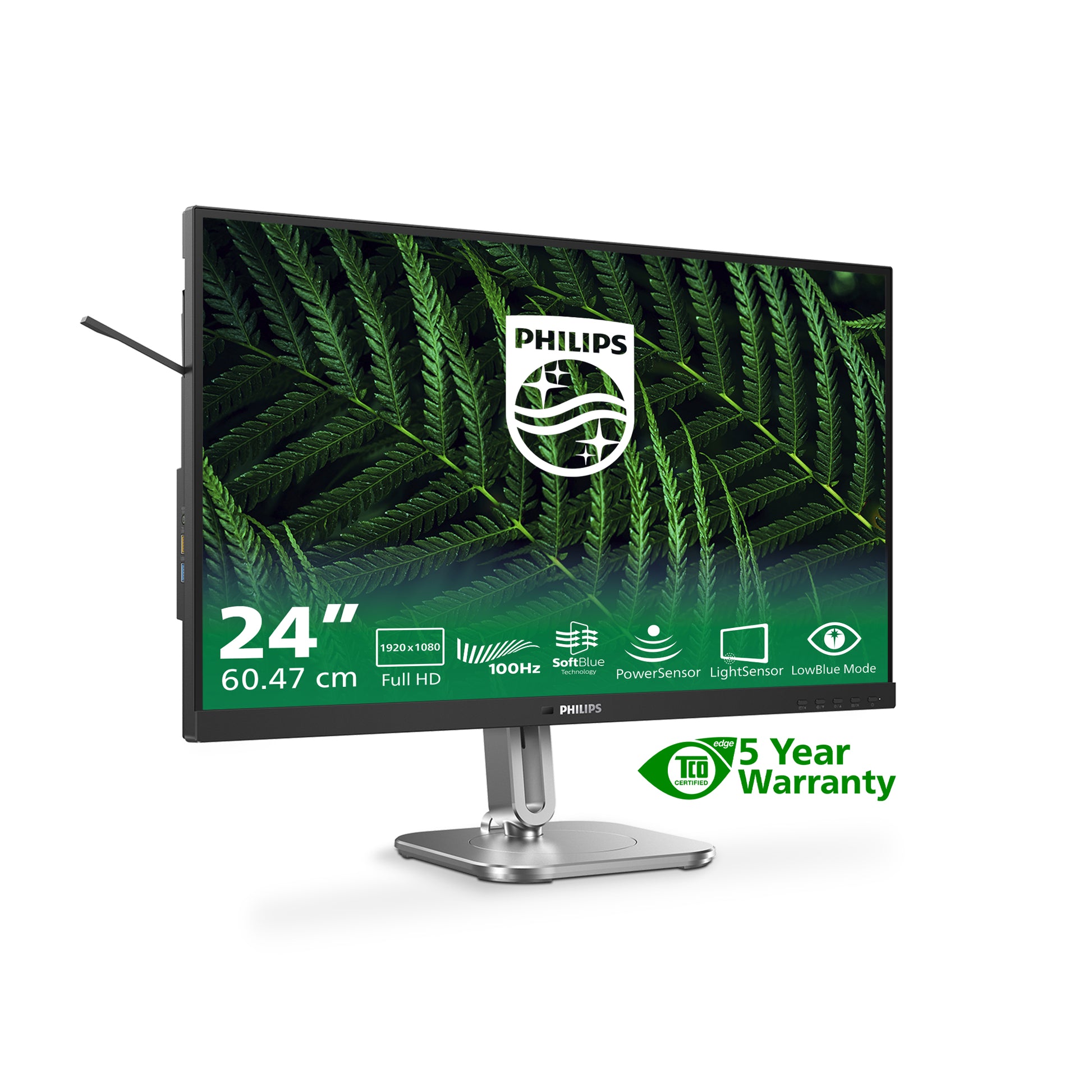 Philips 24B2G5200/00 – Monitor, 23,8" 1920 × 1080 (Full HD), IPS, 100 Hz, 300 cd/m², VESA 100 × 100, Grau