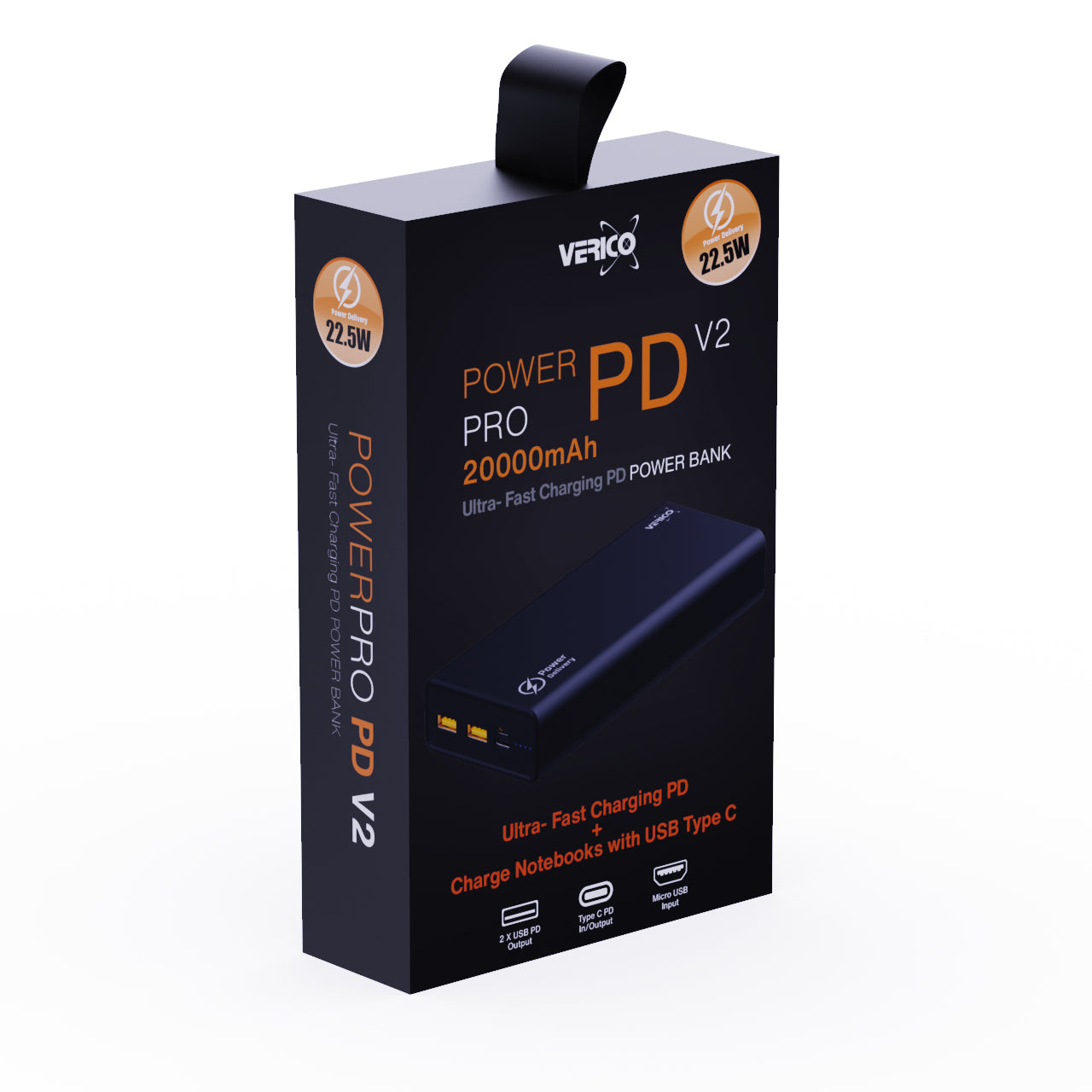 Verico Powerbank 20'000 mAh – 18 W PD, schwarz